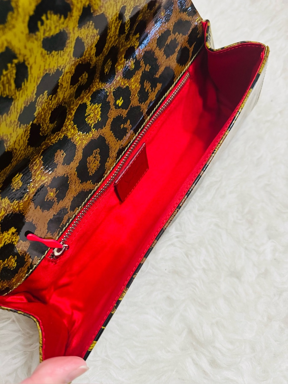 Christian Louboutin Patent Leopard Bow Clutch - Picture 9 of 15